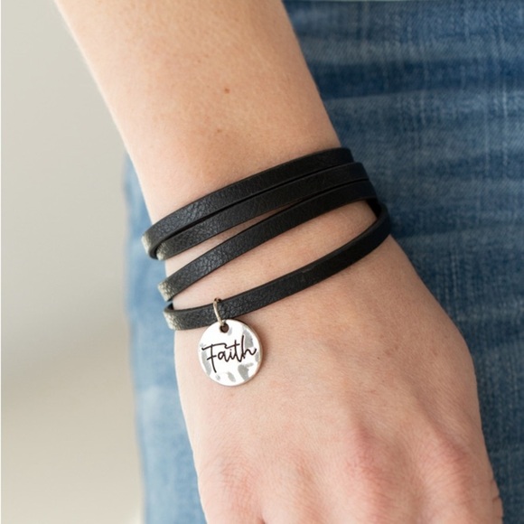 Wonderfully Worded - Black “Faith” Wrap Bracelet - Picture 2 of 2